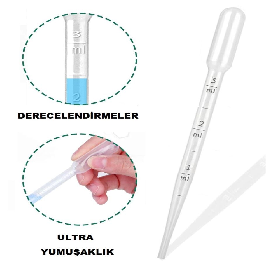 PLASTİK PASTÖR PİPET 3 ML 100 ADET PAKET